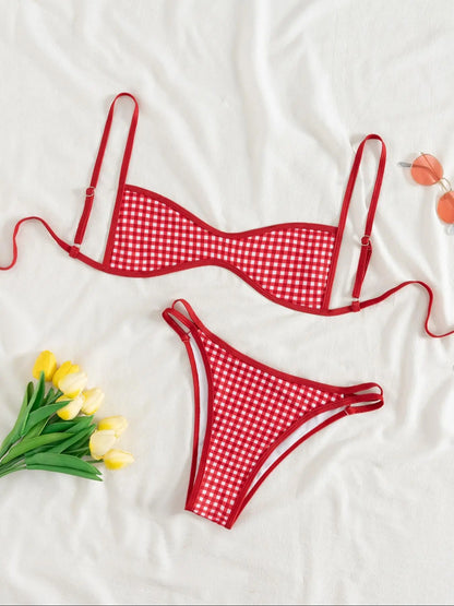 Two-Piece Set Women'S Floral Print Bikini Set, Casual Fashion Chic Swimsuit Set for Beach Holiday Vacation, Ladies Summer Clothes