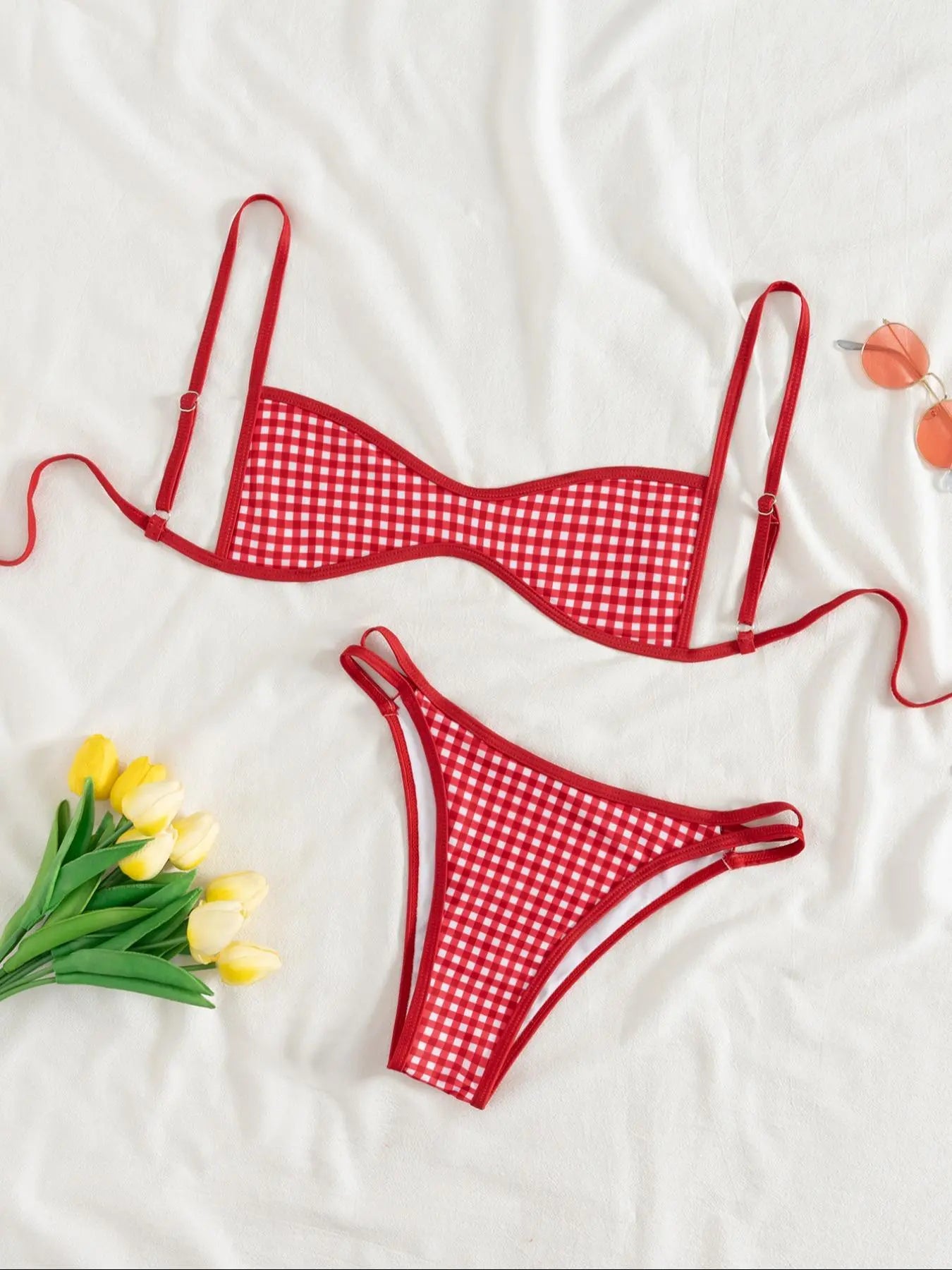 Two-Piece Set Women'S Floral Print Bikini Set, Casual Fashion Chic Swimsuit Set for Beach Holiday Vacation, Ladies Summer Clothes